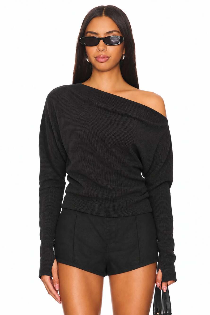 We The Free Off Shoulder Thermal Top Size XL Black